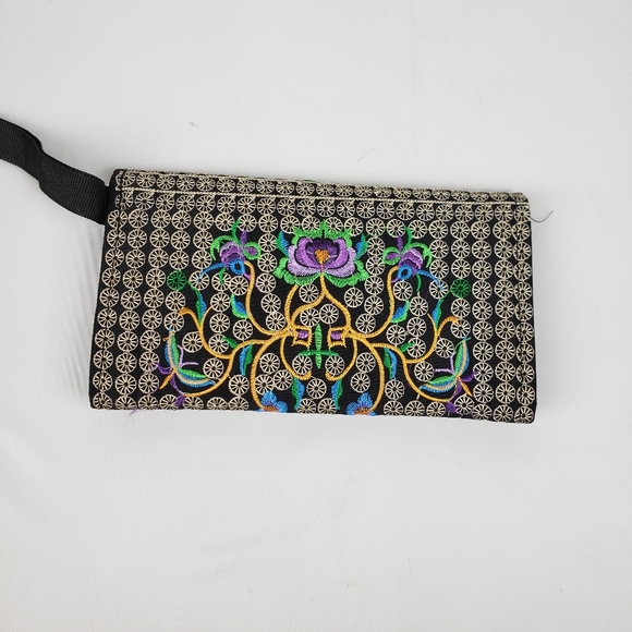 Wallet Embroidered floral multicolor 100% mexican art  Handmade/ cartera bordada - Picture 2 of 8